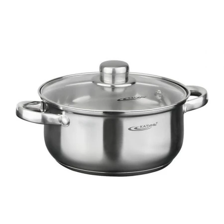 Кастрюля 2,2л нерж.сталь ГРЕТТА стек.крышка 18см толщина стенок 0,4мм индукция KT04-D-22 (8)