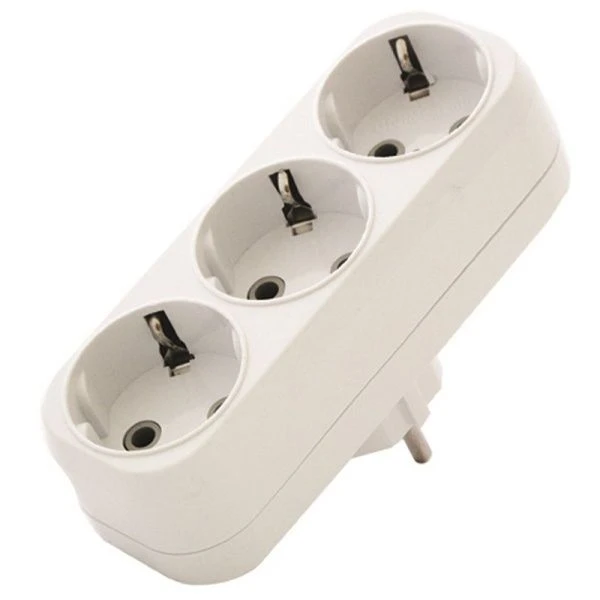 Разветвитель (тройник) пластик с заземлением 16А