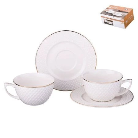 Чайный набор 4пр фарфор ДИАМАНТ ГОЛД на 2 персоны 220мл (12)