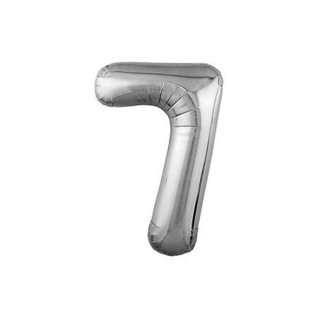 Шар фольгированный Цифра 7 серебро 40" (102см) Slim (50)