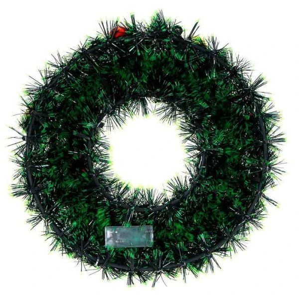 Гирлянда эл нитка росы на декоративном венке 38см пост свечение 2xАА 2 цвета СНОУ БУМ