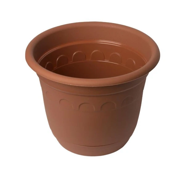 Горшок цветочный 6,7л d26см пластик КОЛЫВАНЬ терракот с поддоном (12) ап