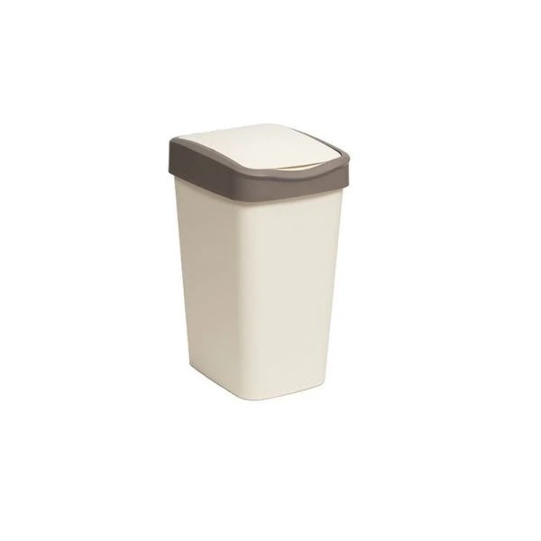 Контейнер для мусора 20л 235*195*337мм пластик Tandem слон.кость/шоколад с подвижной крышкой (8)