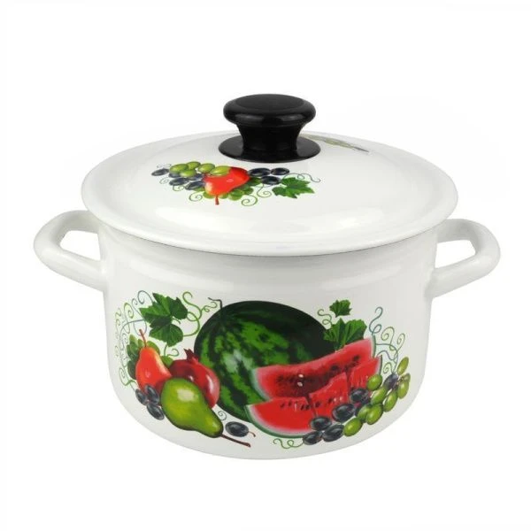 Кастрюля 3л эмаль ВОСТОЧНЫЕ ДАРЫ белая с рис. цилиндрическая борт.  41704-122/6-У (4)