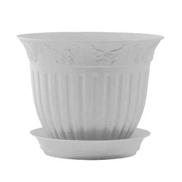 Горшок цветочный 4л d26см пластик ВИНОГРАД с поддоном белый 5PL0155 (10)