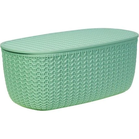 Хлебница с разделочной доской 140*355*190мм пластик ВЯЗАНИЕ Фисташковый (6) ВЫВОД