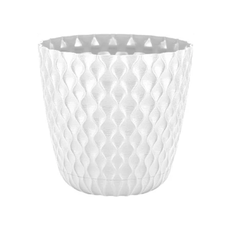 Горшок для цветов 10л d270мм пластик Wave с дренажной сеткой, съем.поддоном белоснежный жасмин (12)