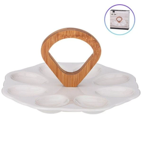 Подставка для яиц (на 8шт) 21*2см фарфор с дер.ручкой Native (24)