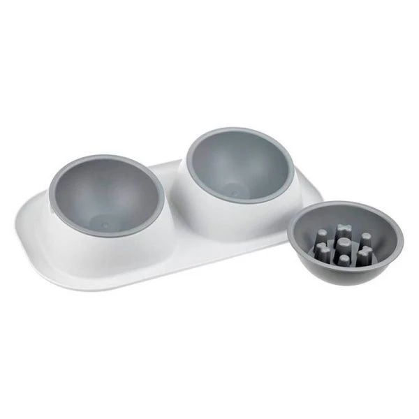 Миска для животных двойная 450мл пластик ТВИКС МАКСИ + подарок миска для медл. кормл. смоки (8)