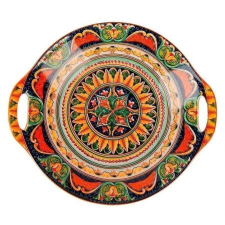 Блюдо 22,5*20см фарфор Arabesque оранжевый с ручками (36)