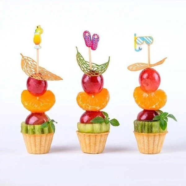 Шпажки для канапе бамбук 12см 50шт. Летнее ассорти в пакете PATERRA (25)