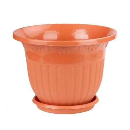 Горшок цветочный 40л пластик ЛОЗАННА с поддоном коричневый (5)