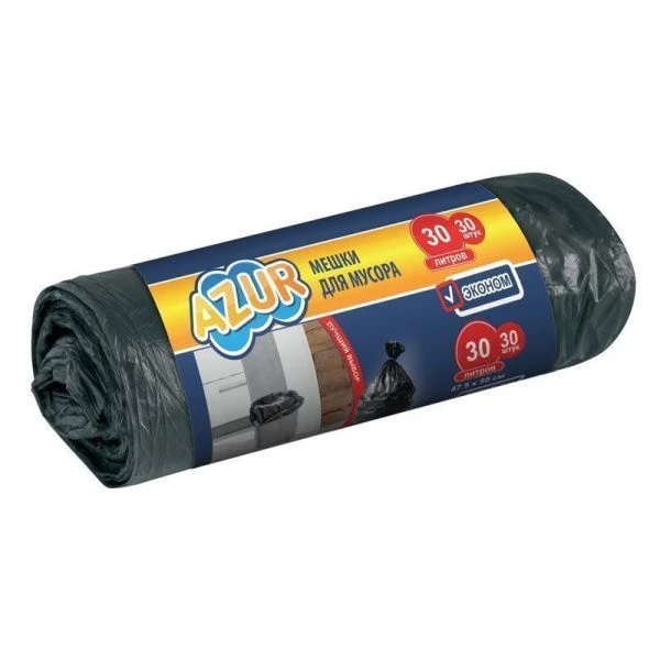 Пакеты для мусора 30л/30шт 5мкм полиэтилен ЭКОНОМ AZUR (50)