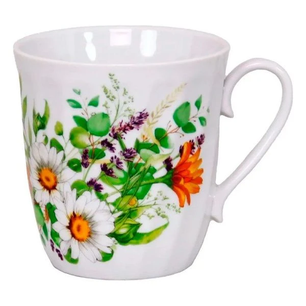 Кружка 350мл фарфор ЛУГОВЫЕ РОМАШКИ витая (24)