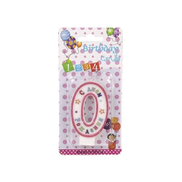 Свеча в торт Цифра 0 С Днем рождения 72WA (12/144)