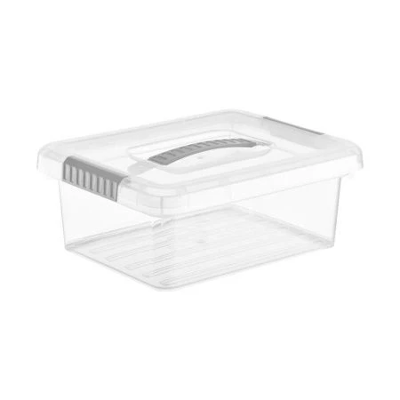 Контейнер для хранения 3л 250*200*97мм пластик Standart с ручкой прозрачный/серый (16)