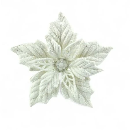 Игрушка новогодняя на елку ПУАНСЕТТИЯ 12см белая OSHR70-633/JC-16458 (1200)