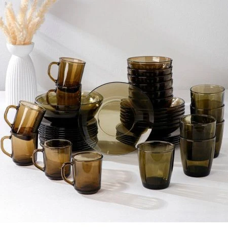 Столовый набор 44пр стекло BASILIСO дымка подар.уп. (1)