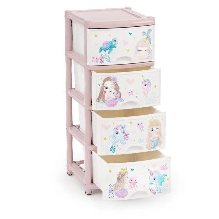 Комод детский 4-х секционный 48*38*98см пластик для девочек (1)