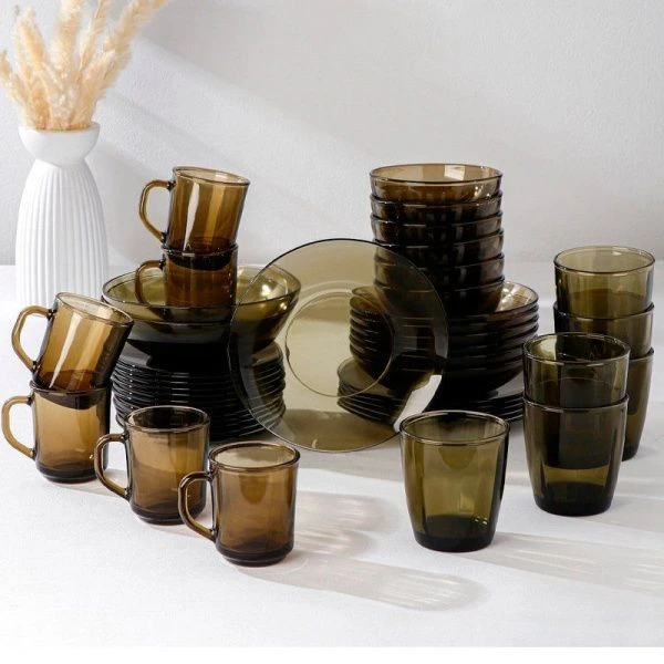 Столовый набор 44пр стекло BASILIСO дымка подар.уп. (1)