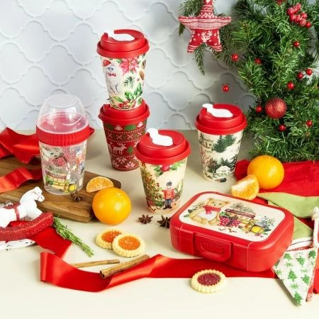 Контейнер для завтрака 440мл пластик ИГРУШКИ с декором красный (16) 223137306/03