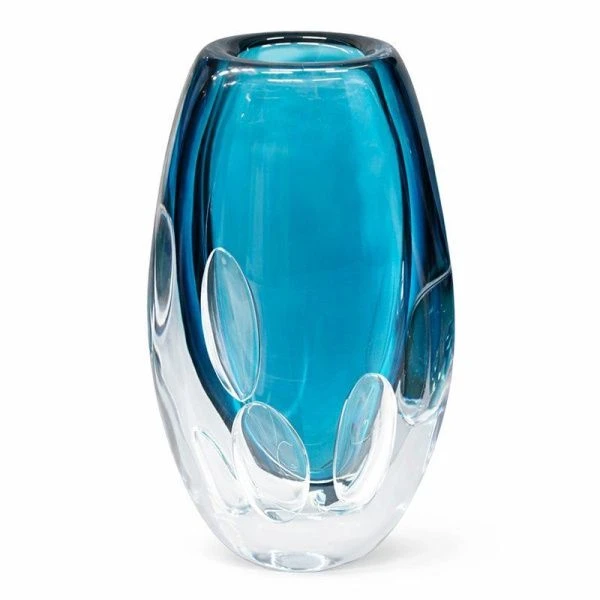 Ваза для цветов 28,5*16,5*10,5см стекло БАБЛ синяя тяжелая JZ-1629/JC-15933 (2/3)