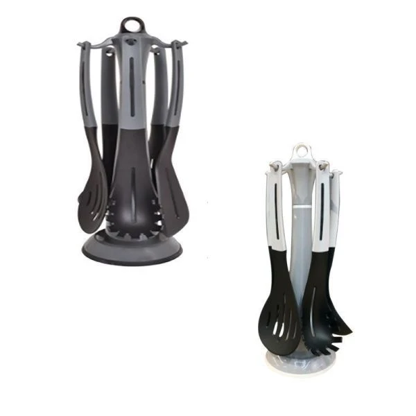 Набор кухонных принадлежностей нейлон/силикон 5пр на подставке SK-8021/JC-14300 (12)