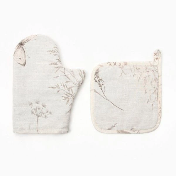 Набор кухонный 2пр Этель Flower herbarium (рукавийа 20*27см прихватка 19*19см) 100% хл1028340