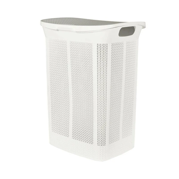 Корзина для белья 50л 43*34*59см пластик Ajur белое облако (2)
