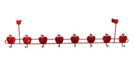 Вешалка на дверь 8 крючков с подвесом Яблоки металл 18х68х10см (вишнёвый перламутр) JC-1118 (60)