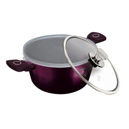 Кастрюля 6,1л кованый алюминий АП со стекл.крышкой 28см индукция Purple Eclips (6)