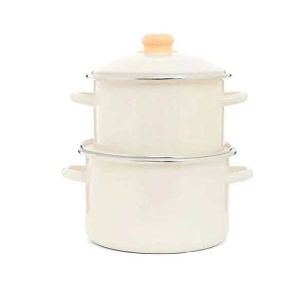 Набор кастрюль 2пр 3/4л эмаль Жемчужная цилиндрический (1)