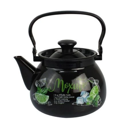 Чайник 3л эмаль МОХИТО черный с рис. сферический 42115-123/6-У (4)