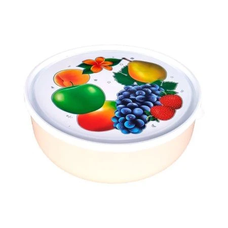 Салатник 3,5л пластик ФАНТАЗИЯ персиковый с крышкой (20)