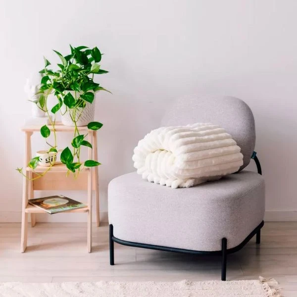 Плед 150*200см велсофт 300GSM полоска 2,5мм белый JC-17906 (12)