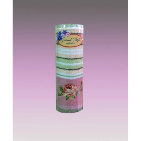 яяяПолотенце 45*90 махровое Лаура розовое в тубе 13-151