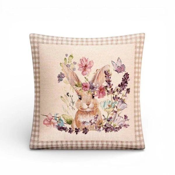 Наволочка декоративная 45*45см гобелен ПРИНЦЕССА бежевая клетка