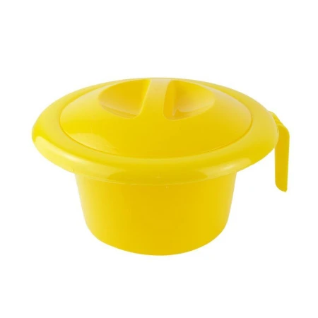 Горшок детский с крышкой 210*135мм пластик желтый перламутр/желтый (88)
