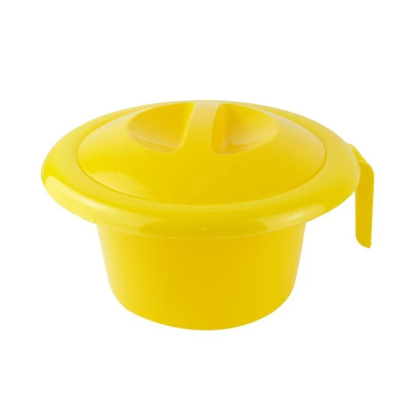 Горшок детский с крышкой 210*135мм пластик желтый перламутр/желтый (88)