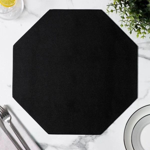 Салфетка кухонная 38*38см экокожа ТЭМ восьмиугольник черный (120)