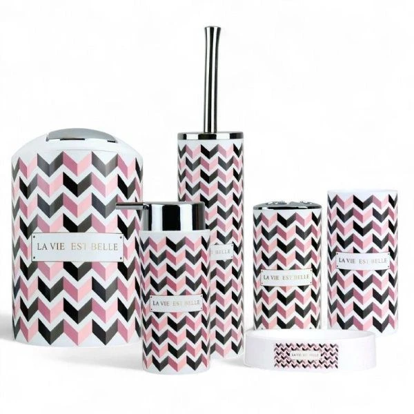 Набор для ванной комнаты полирезин 6пр ГЕОМЕТРИЯ JC-13718 (12)