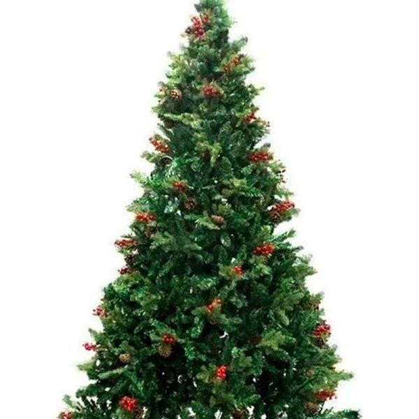 Елка искусственная 180см с шишками и ягодами 852 ветки 6см, иголка pvc/pe YR1847 (1)