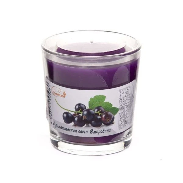 Свеча ароматизированная парафин в стеклянном подсвечнике Черная смородина (18)