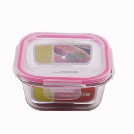 Контейнер пищевой 800мл стекло квадратный розовый SL800SF (36)