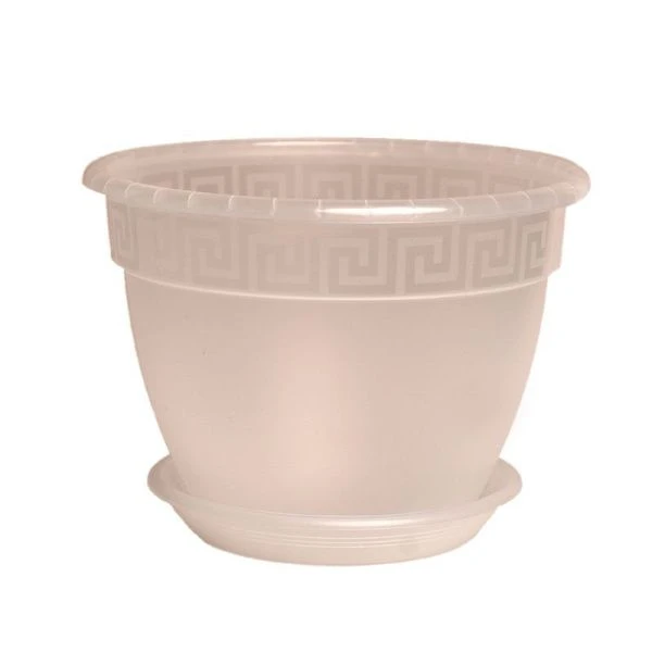 Горшок цветочный 3,6л d22см пластик АНТИК с поддоном прозрачный 5PL0023 (35)