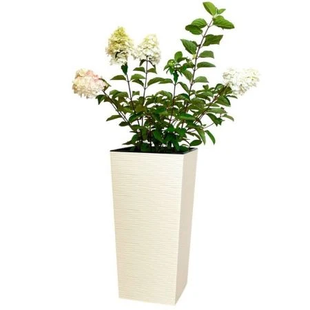 Горшок цветочный 43л 30,5*62см пластик ФИНЕЗИЯ ДЖУТ с вкладкой 20л ванильный (1)