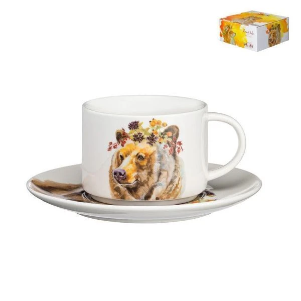 Чайный набор 2пр фарфор ЛЕСНАЯ СКАЗКА МЕДВЕДЬ на 1 персону 200мл (24)