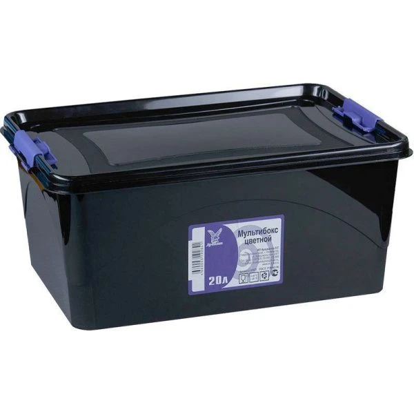 Контейнер пищевой 20л 46,5*32*20см пластик МУЛЬТИБОКС прозрачно-черный (20) 05023Ч