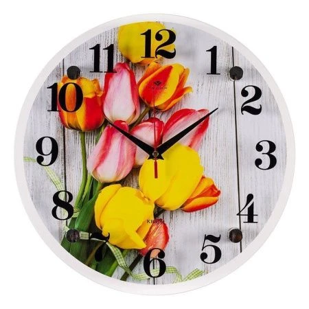 Часы настенные стекло 30см РУБИН Тюльпаны (10)