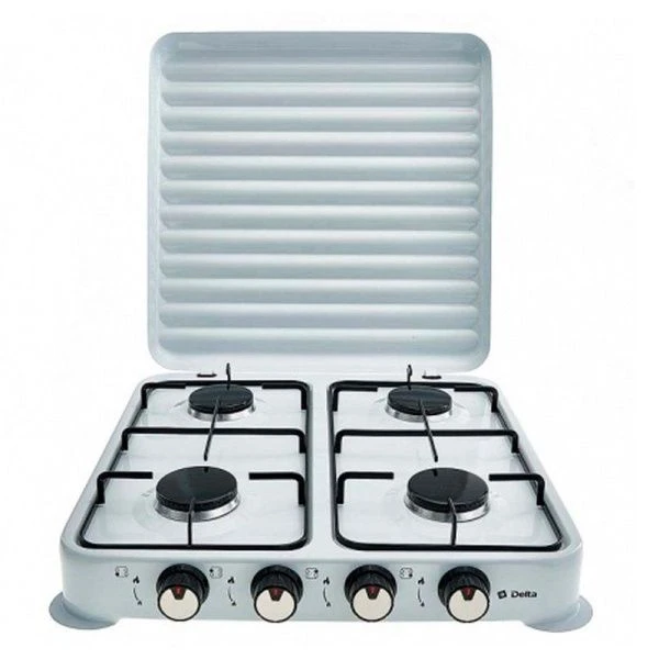 Плитка газовая металл DELTA D-2208 четырехконфорочная, белый (3)